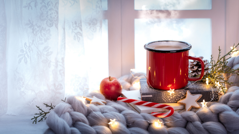 Holiday warm beverage and candy cane - Vitality