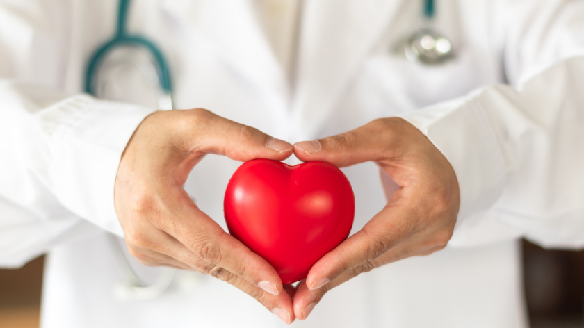 Health care professional holding heart for American Heart Month - Vitality