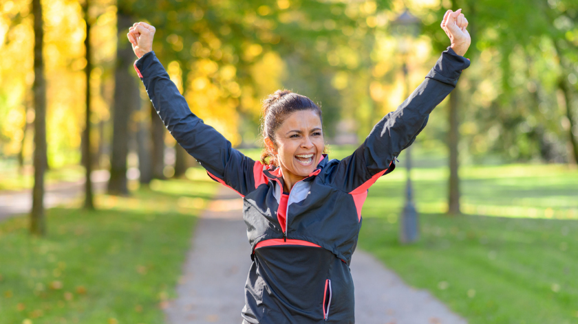 Fit woman celebrates health victory - Vitality