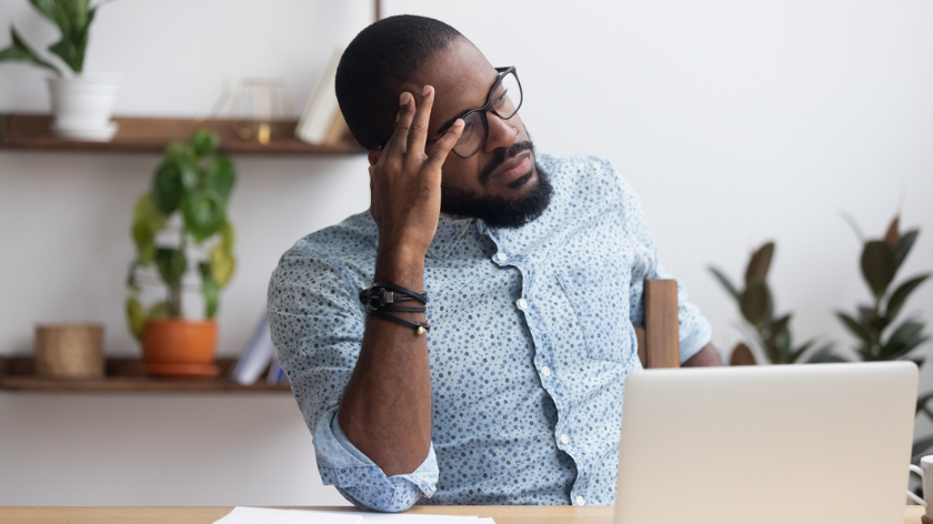 Man feeling tired working from home - Vitality