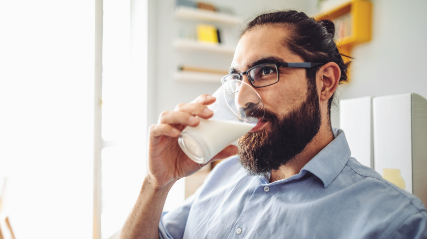 Man drinking milk from glass - Vitality