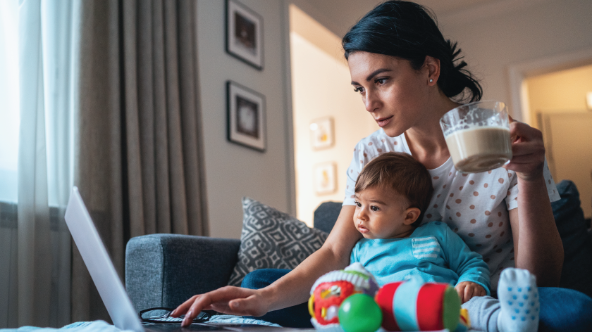 Mom working at home with baby during COVID - Vitality