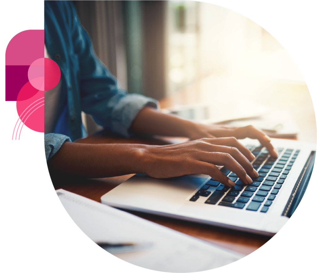 Woman typing on laptop keyboard - Vitality