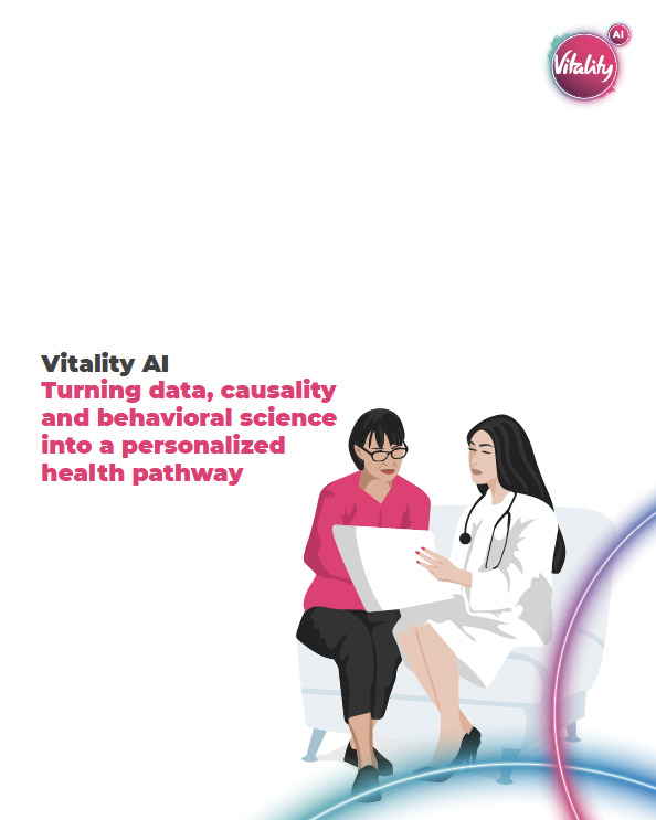 Cover of the Vitality AI white paper: Turning data, causality and behavioral science into a personalized health pathway.